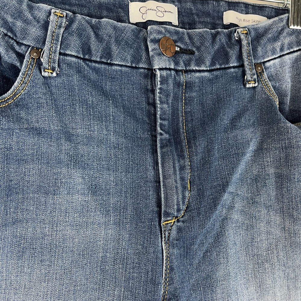 Jessica Simpson High Rise Skinny Jeans Medium Blue 14/32 Denim - Picture 5 of 13